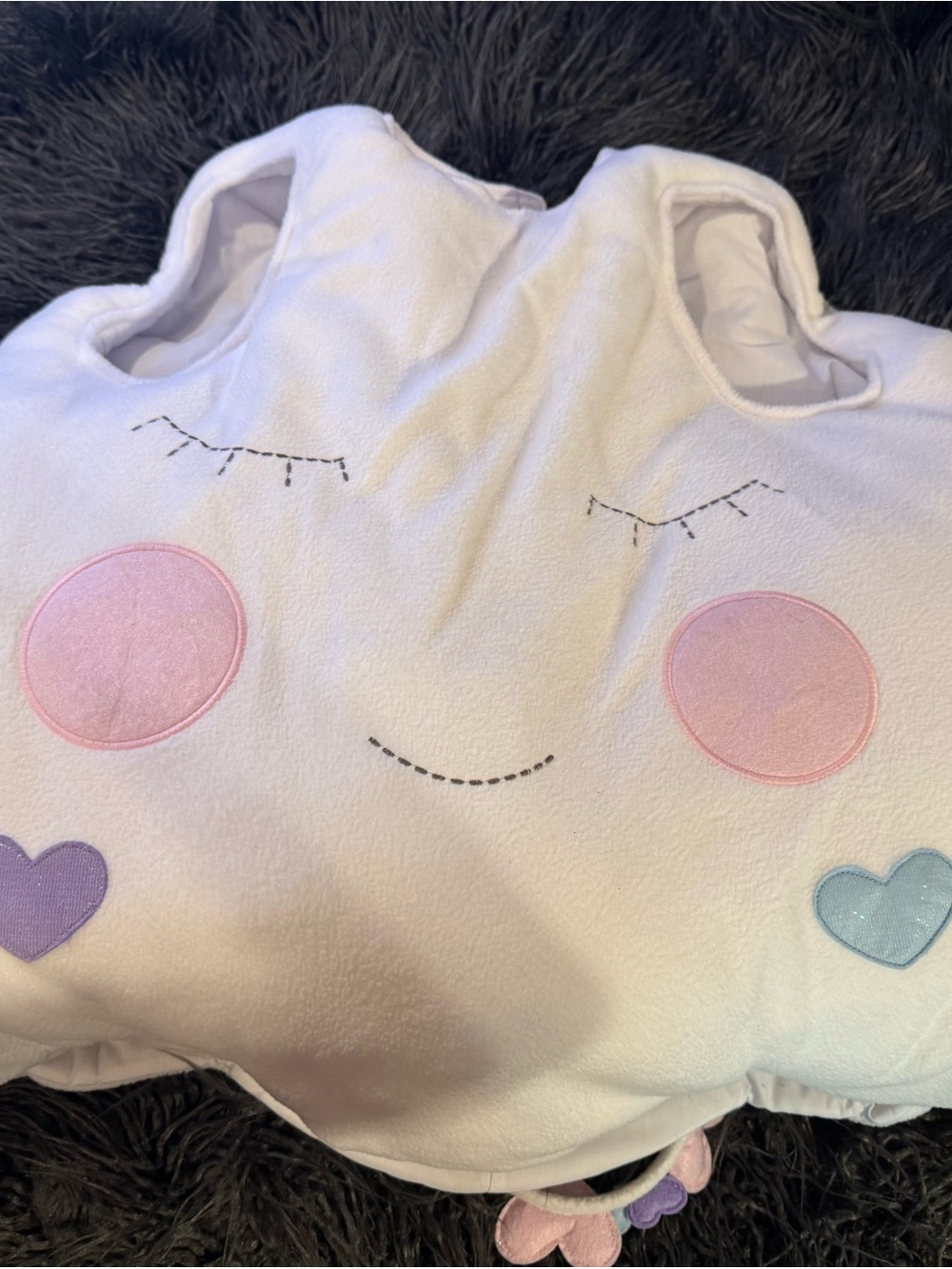 Pottery Barn Kids White Plush Sleep Sack with Pink Cheeks